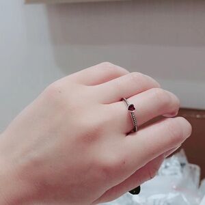Pandora Sterling Silver Ring with Red Heart Gem